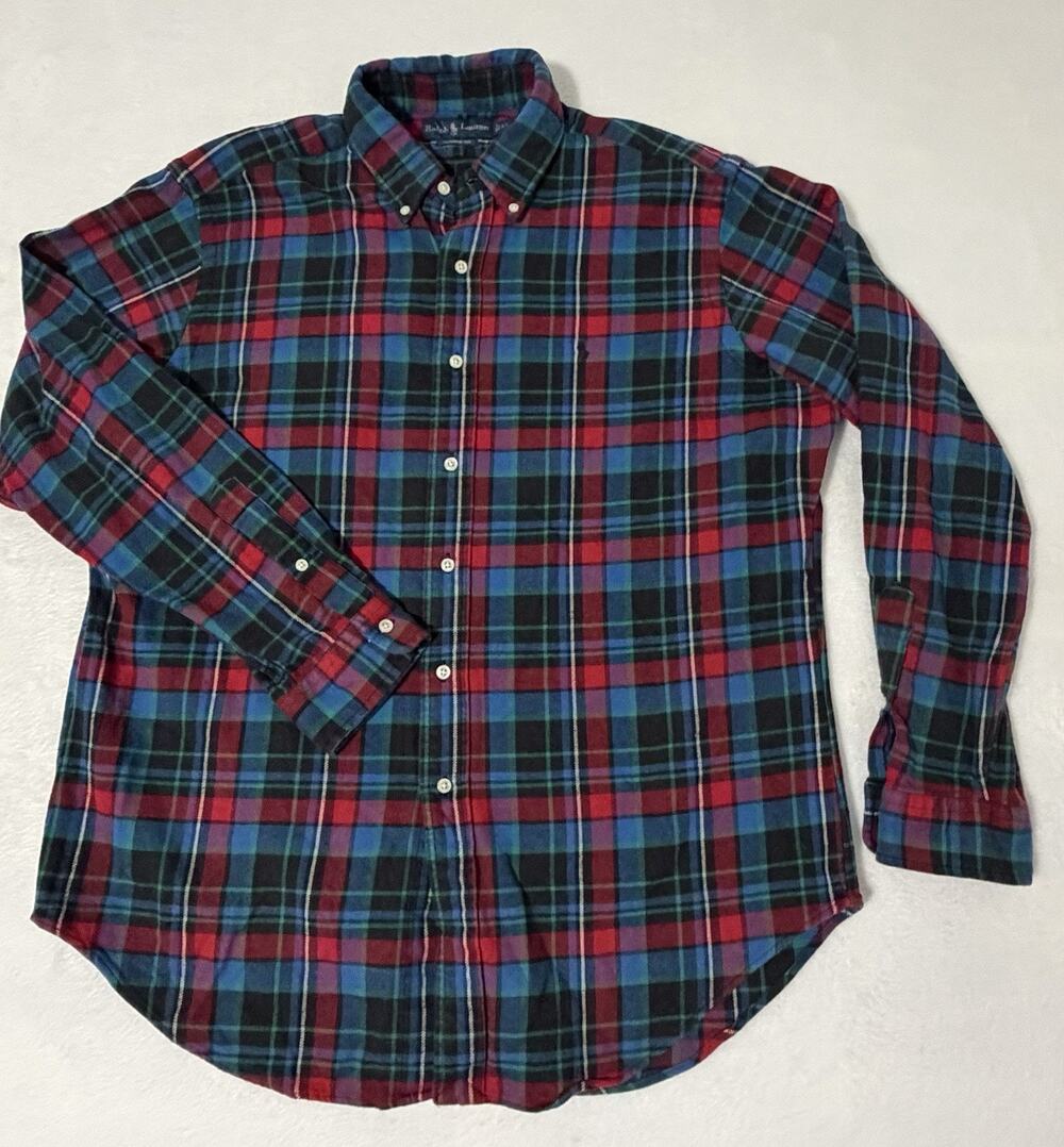 Vintage Ralph Lauren Classic Fit Plaid Flannel Navy/Red/Green/Black Size XL